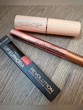 Revolution Makeup Bundle Set Lip, Cheek, Foundation Rose Pink Shades